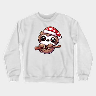 Cute Kawaii Valentine's Sloth with a Hearts Hat Crewneck Sweatshirt